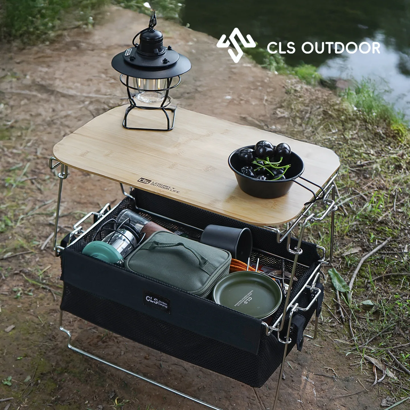 

CLS New Multi Functional Storage Basket Storage Rack for Outdoor Camping Portable Handheld Storage Basket Car Mini Folding Table