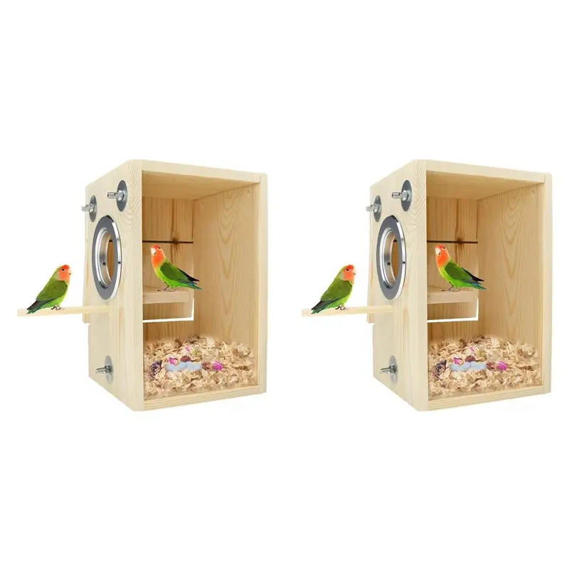 

Гнездовой ящик A36T-2X для птиц, деревянный прозрачный акриловый домик для разведения попугаев и корелл