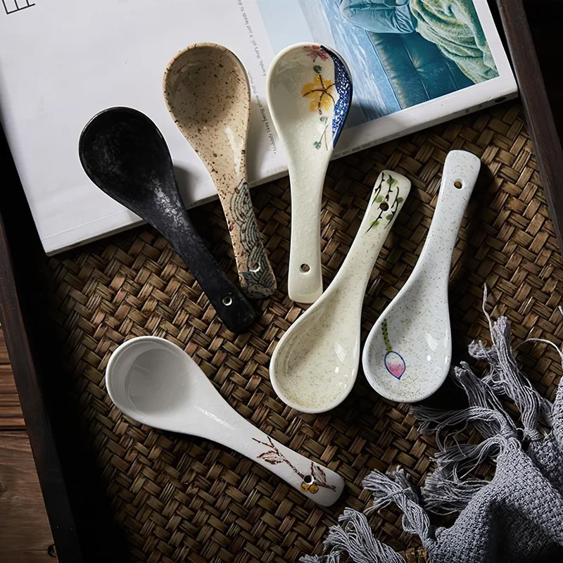 Bone China Spoon Dinnerware Service Ceramic Ladle Dinner Dipper Porcelain Utensil Scoop Tableware Household Kitchenware Supplies