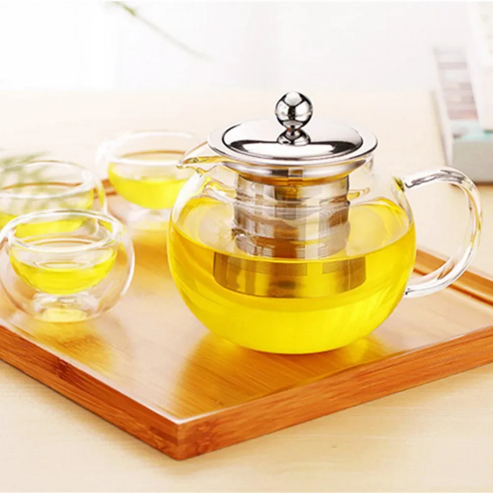 650ml 950ml 1300ml Heat Resistant Glass Teapot Induction Cooker Heat Resistant Glass Teapot with 304 Stainless Steel Strainer