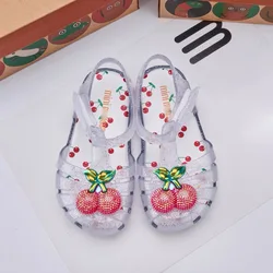 Mini Melissa Summer New Baby Kids Jelly Shoes Children's Hollow Dress Sandals Girls Fruit Cherry Soft Sole PVC Beach Sandal