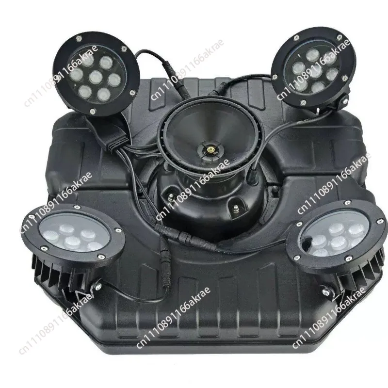 Floating Pond Fountain Aerator 1HP 750W 110V/220v with 4 RGB Lights Stainless Steel Pump for Ponds Lakes Pools