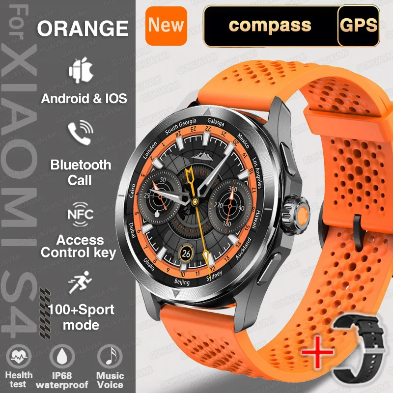 GUHUAVMI Neue S4 Ultra Outdoor Sport Männer Uhren HD AMOLED Display GPS Track Höhenmesser Herzfrequenz Bluetooth Anruf Wasserdichte Intelligente Uhr 7