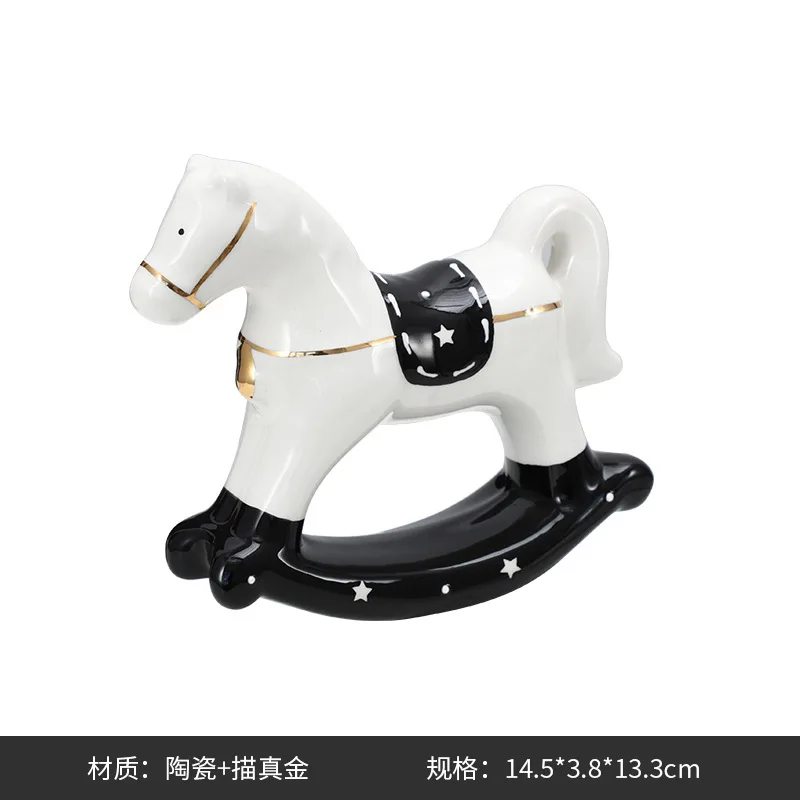 Modern, creative pony ceramic ornaments, home living room wine cabinet soft decoration