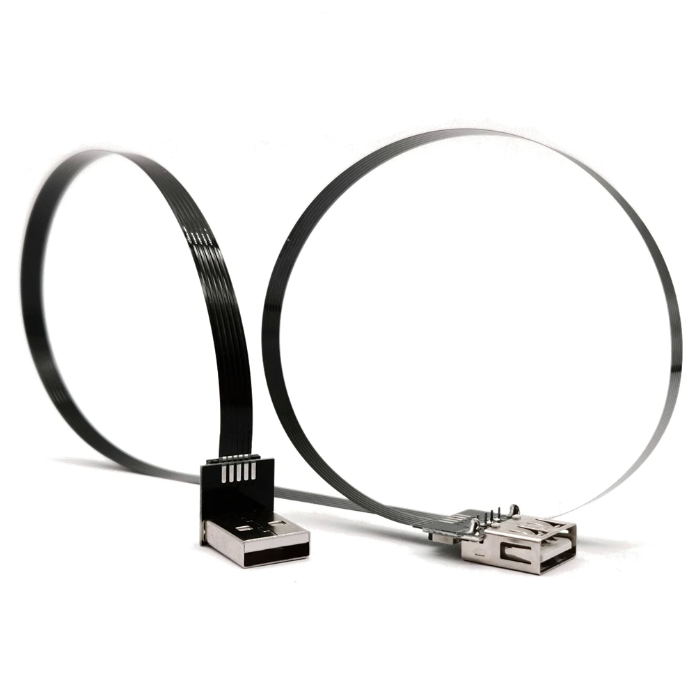 

90 Degree 5cm-1m FPV Flat Thin Ribbon FPC Cable Standard USB A Male to Male Female Flexible Power Cord Left Right up down