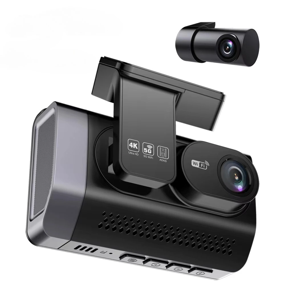 4K Front 1080P Rear Night Vision Wireless WiFi Dashcam Rotating LCD Screen G-sensor Hidden Mini Dashboard Recorder 24H Cars