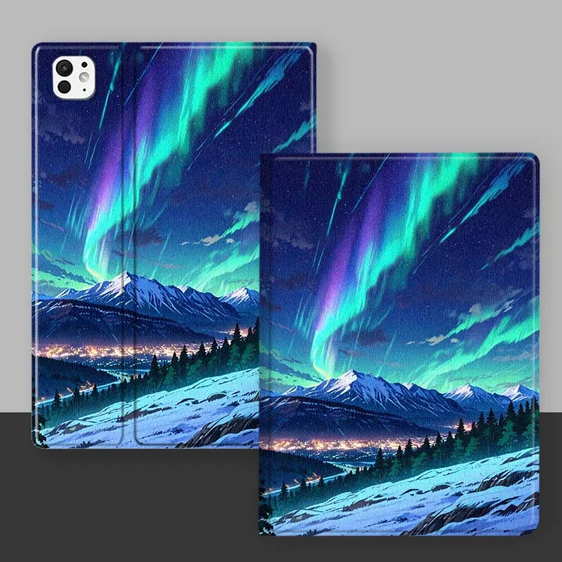 Aurora Mountain Night For iPad Pro Mini Air 1 2 3 4 5 6 7 10 11 th 8 9 gen 11 M4 M5 Foldable Tablet Case Cover