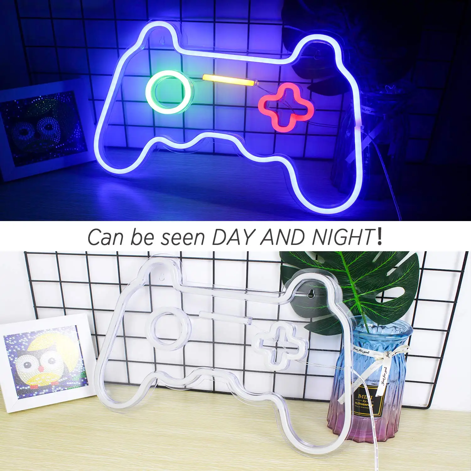 Game Shaped Neon Signs Neon Lights LED Neon Signs for Wall Decor 16\'\'x 11\'\' Gamepad Neon Signs for Bedroom Children Gaming Zone