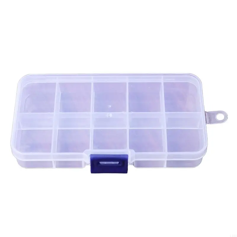 

L41E 10 Grids Adjustable Transparent Plastic Storage Box for Small Component Jewelry Tool Box Bead Pills for Case