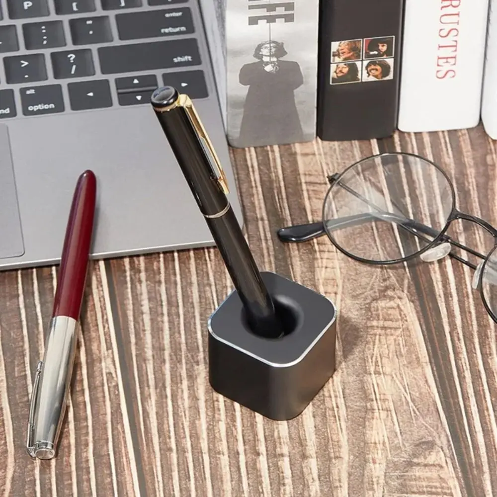 Accessories Mini Aluminum Pen Holder Square Shape Non-slip Metal Pen Stand office supplies Pencil Storage Rack