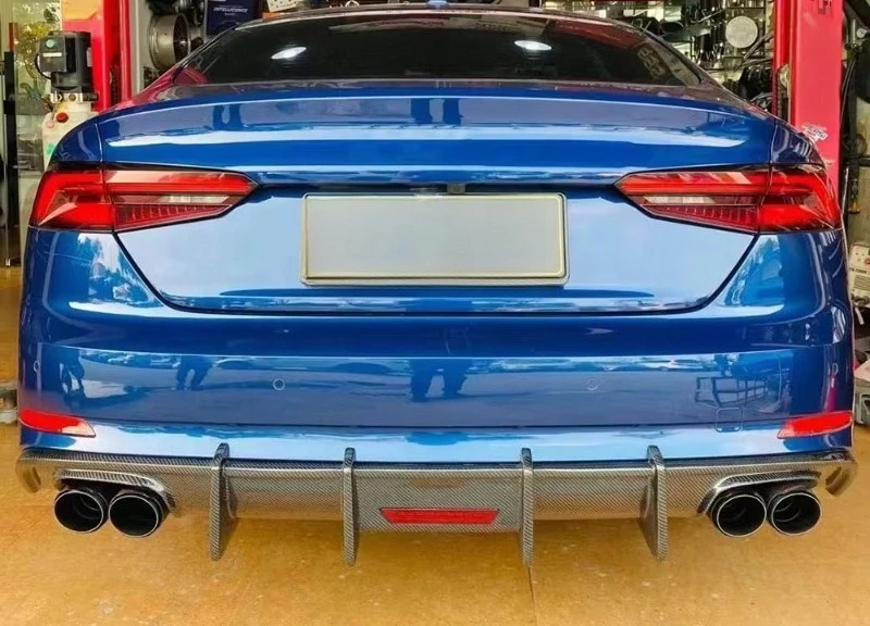 17-19  A5 B9 Style Wet Carbon Fiber Rear Bumper Lip Diffuser High Performance New Car Parts