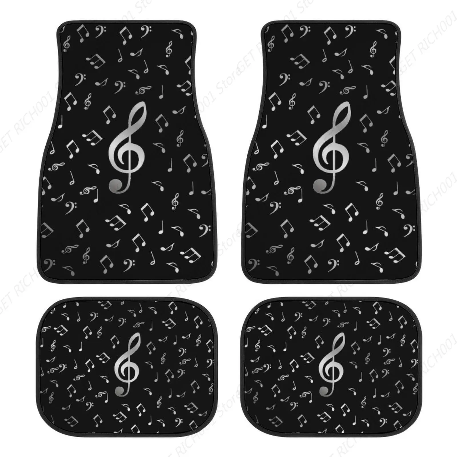 

Notas Musicales Plateadas En Remolque Negro, 4 Piezas, Alfombrillas Para El Suelo L Coche, Alfombras Para El Coche, Camiones, Pr