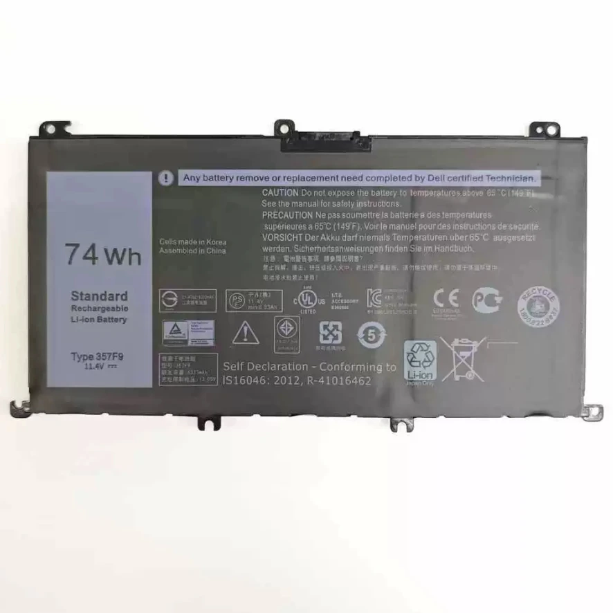 Laptop Battery 357F9 For Inspiron 15 Gaming 5576 5577 7566 7567 7000 7557 7559 P65F P57F P65F001 P57F001 Series 11.1V/74Wh