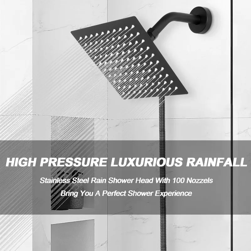 Near Moon Shower Head, High Pressure Rain Shower Head and 3 Set Hand Spray Combination with Push Button Flow Control