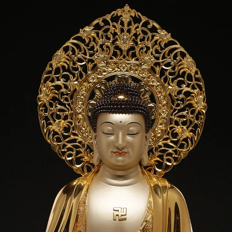 DSA brass filament sticker gold inlaid treasure Western three saints and  lotus Guanyin general trend to  Amitabha Buddha
