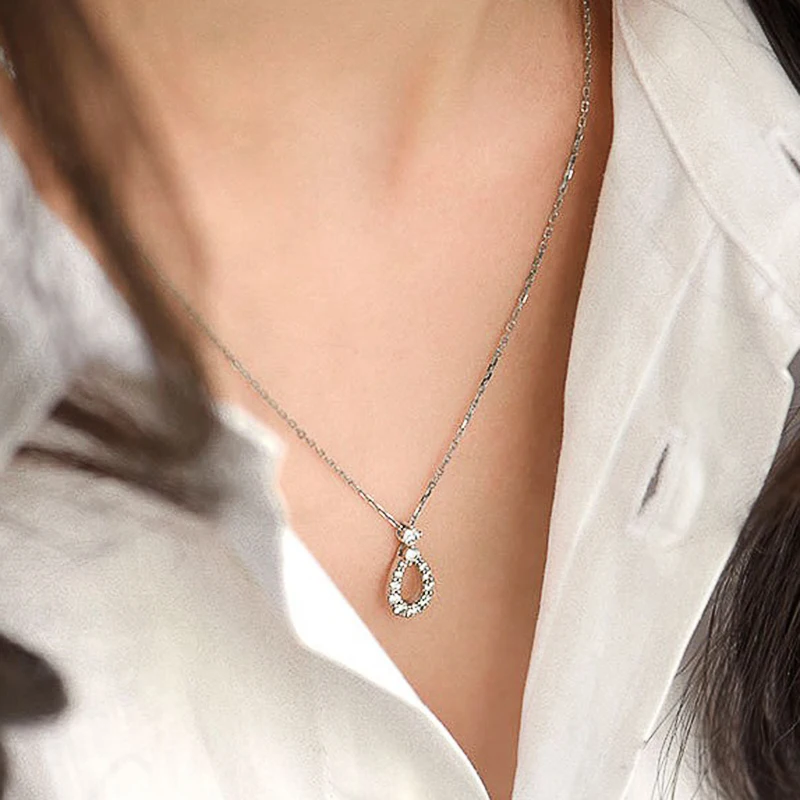 Huitan هندسية Waterdrop على شكل قلادة قلادة للنساء الرائعة AA مكعب زركونيا الفاخرة العصرية مجوهرات الزفاف النسائية #2