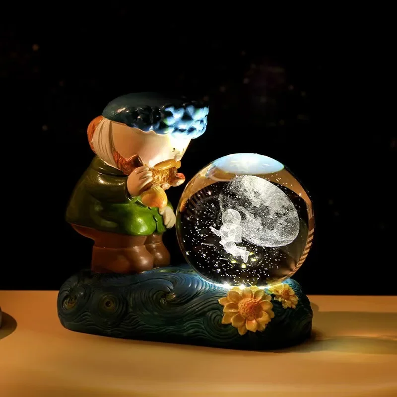 

Creative Artist Nightlight 3d Inner Carved Crystal Ball Luminous Resin Craft decoration Student Birthday Gift