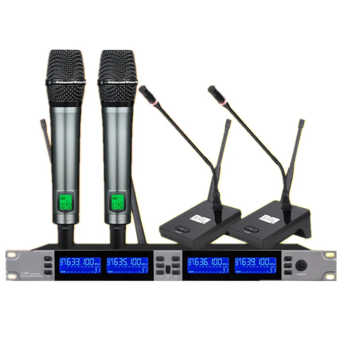 U-68C professional 4 channels meeting room sound system audio mic conference wireless microphone system for  Stage Performance