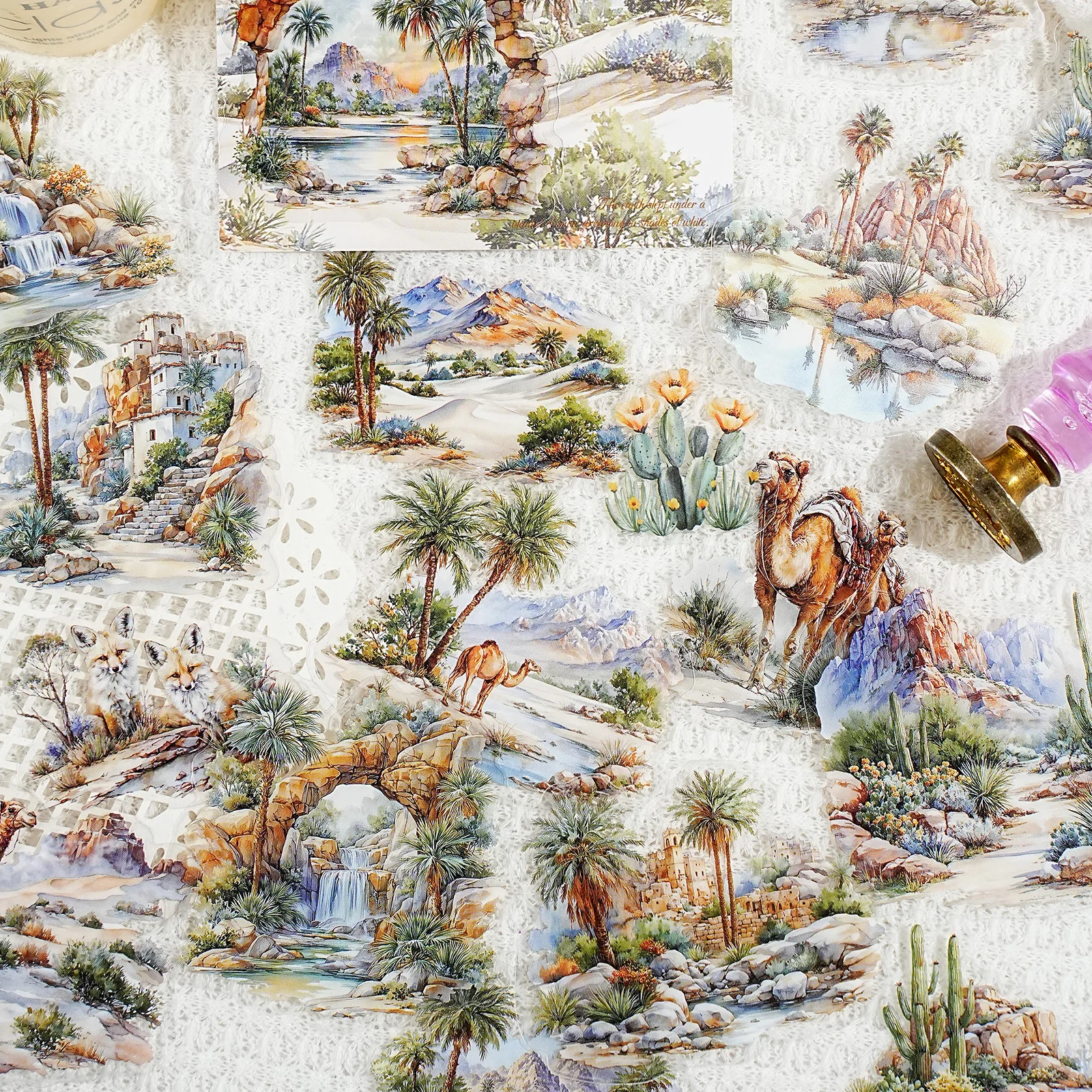 Etori Life 20 قطعة من ملصقات نمط المناظر الطبيعية العتيقة للوحة الصحراء للديكور، وسجل القصاصات المصنوع يدويًا، وديكور المنزل، والحفلات العتيقة، وألبومات الصور، وحقائب السفر، وملصقات الأطفال، والهدايا الصغيرة