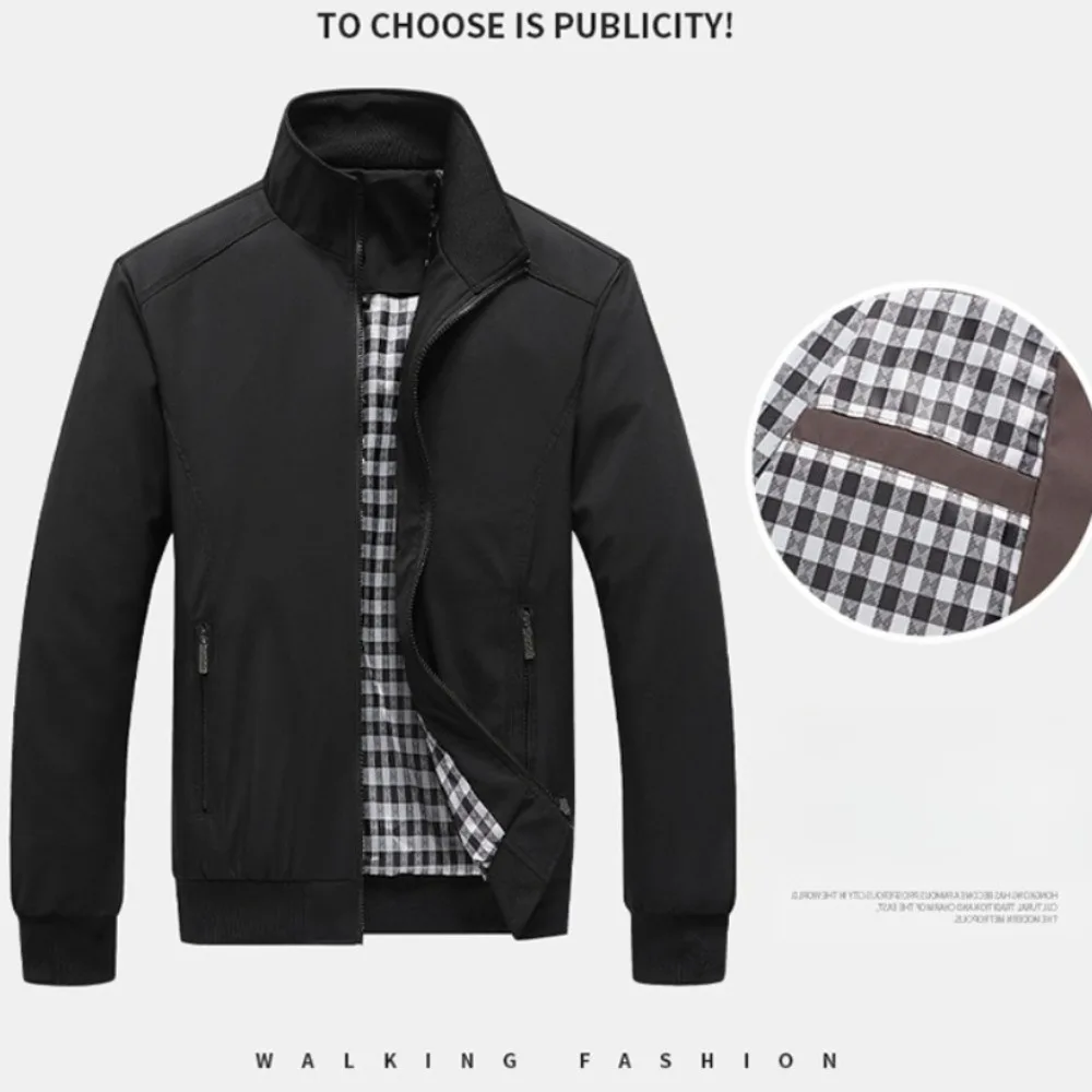 

Men's Jacket, Spring Fall Casual Zip Up Pilot Outerwear, Lightweight Ribbed Cuff Vintage Style Coat