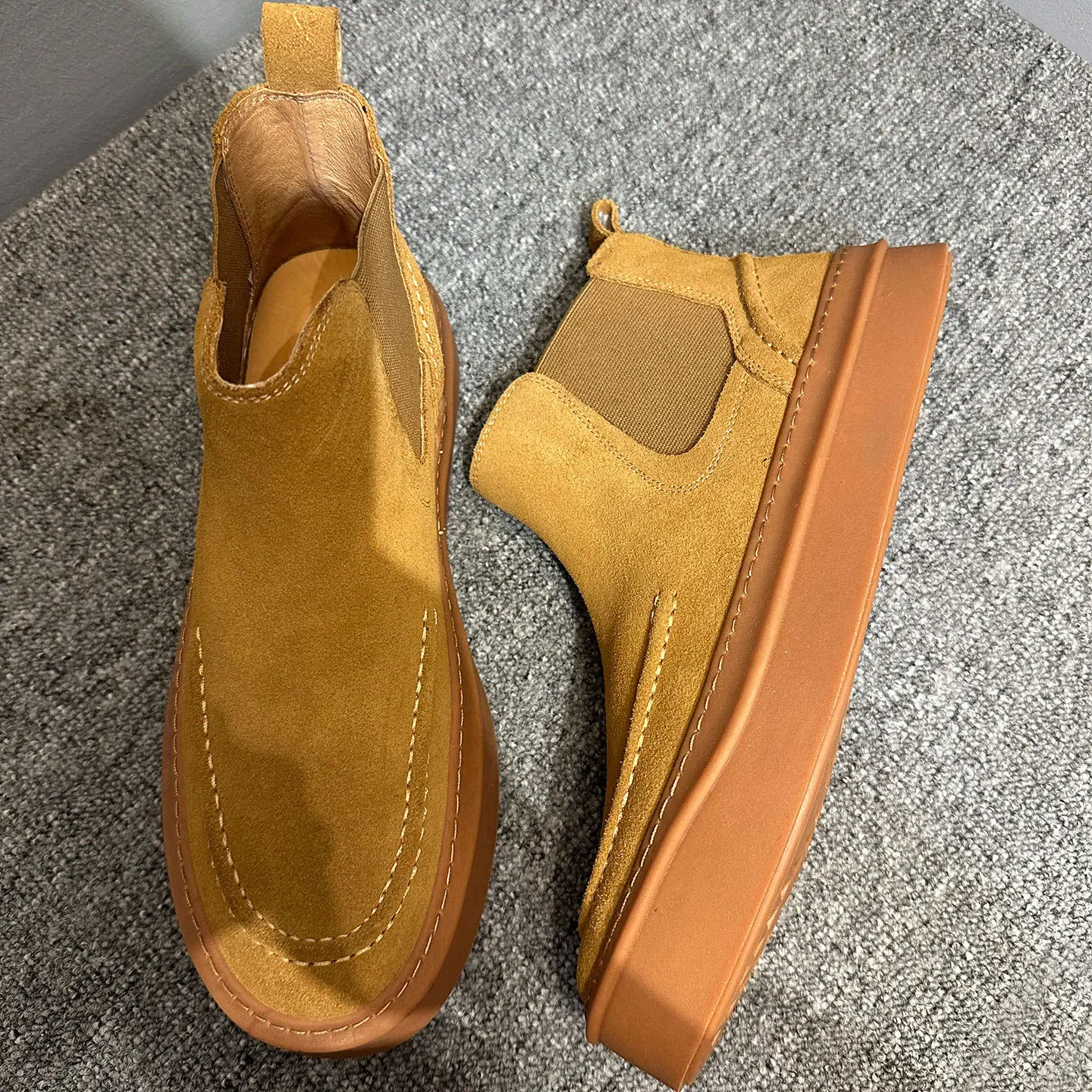 أحذية تشيلسي من جلد نوبوك للرجال لخريف وشتاء، أحذية كلاسيكية بريطانية عالية الجودة للكاحل بنعل مكتنز وبوت كاجوال ناعم غير قابل للانزلاق #3