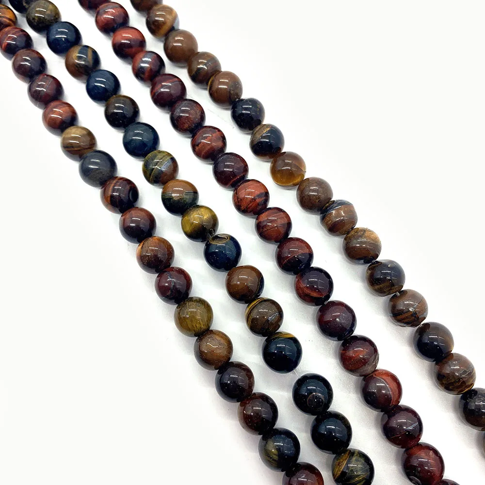 سحر كلاسيكي عين النمر الطبيعي مصقول الخرز المستديرة مع ثقوب مستقيمة فضفاضة أنيقة الخرز اليدوية مجوهرات اكسسوارات #5