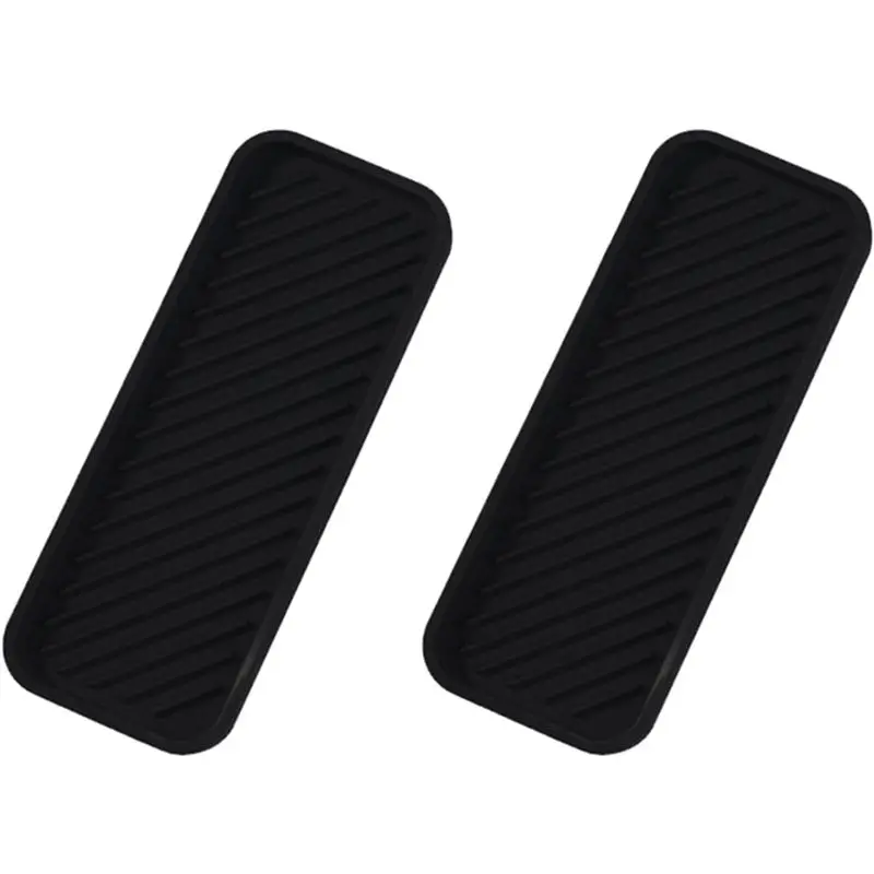 AT63-2 Pack Black Sink Organizer Tray Sponge Holder For Kitchen Sink Bathroom Tray Sponge Silicone Soap Holder
