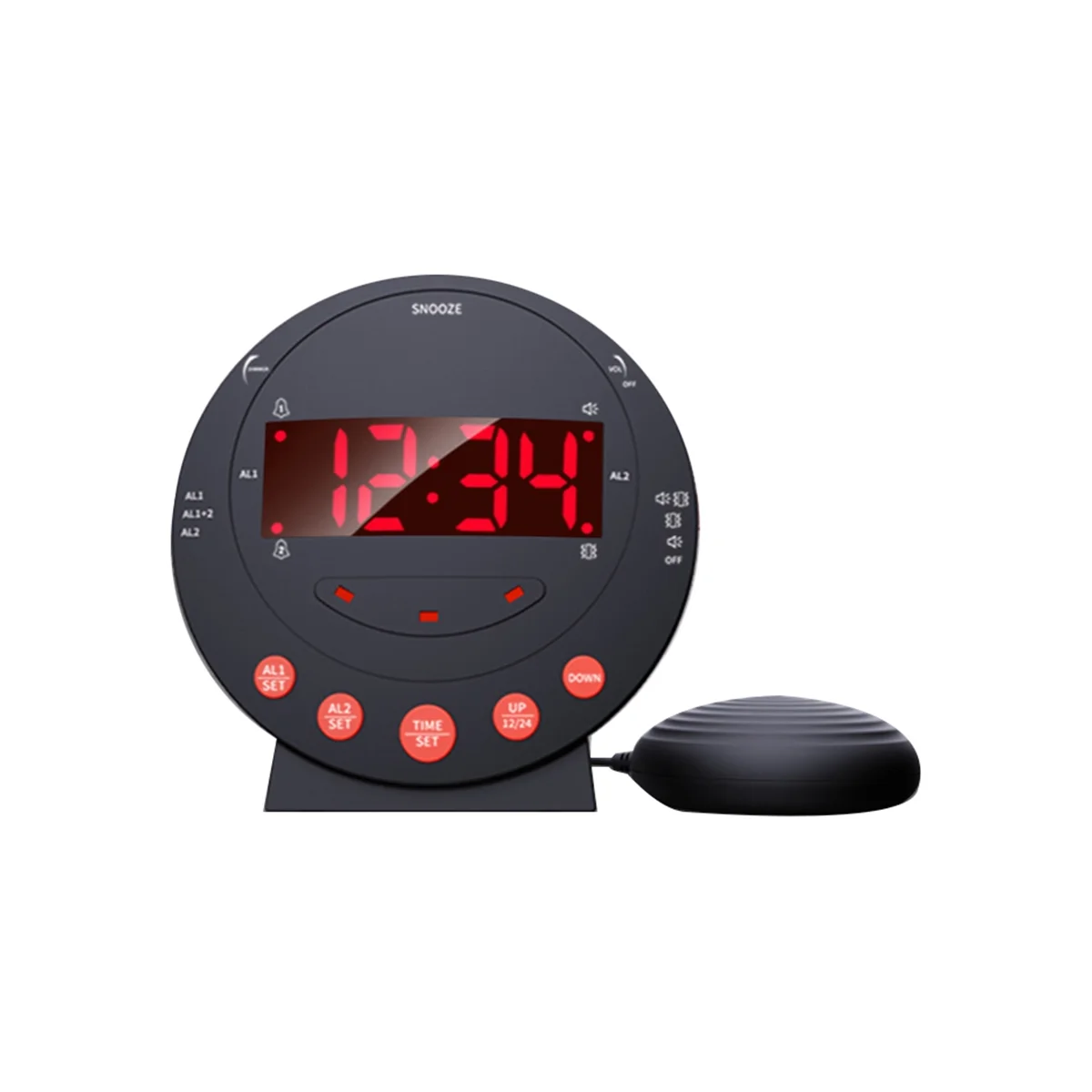 Powerful Vibration Alarm Clock Elderly Deaf Home Digital Extra Loud Vibration Clock for Hearing Impaired EU Plug