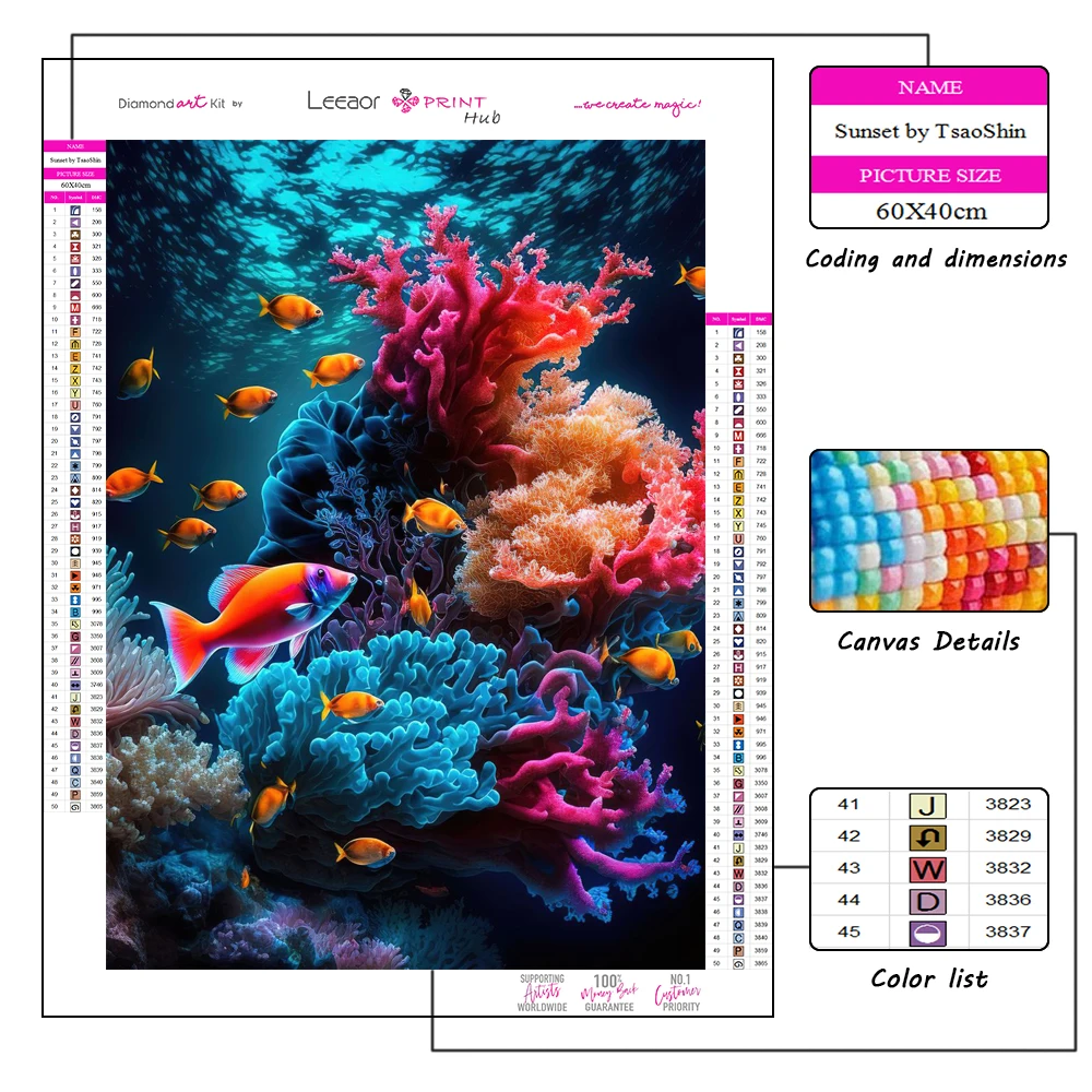 The Underwater World Diamond Painting Fish And Coral Colorful Full Rhinestone Mosaic Embroidery Cross Stitch Kit Home Decor Gift