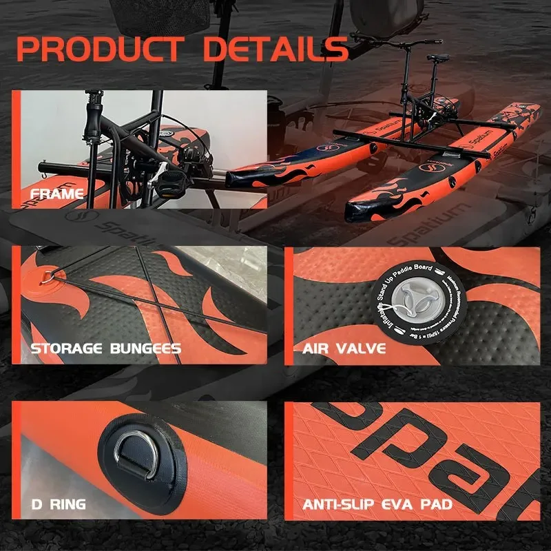 Inflatable Pontoon Water Bike, Single Person Pedal Bicycle for Water Sports, Folding Design for Lake River Recreation