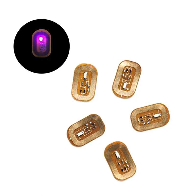 Pegatina de uñas con Flash NFC, Chip LED desnudo, lámpara de uñas luminosa inteligente, mejora, luz púrpura, 5 piezas