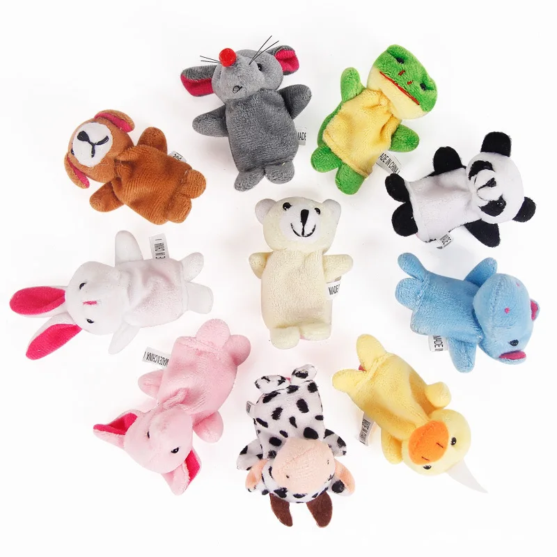 7cm dieci stili in un Set piccoli animali Kawaii morbido peluche burattino da dito Panda rana orso bambino elefante topo bambola divertente giocattoli per bambini