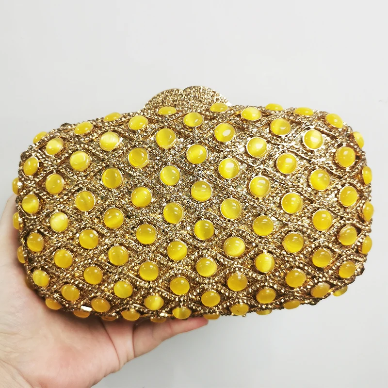 Imagem -03 - Nova Chegada Verde Amarelo Pedra Mulher Bolsa de Noite Senhora Cristal Embreagem Bolsas Diamante Vestido Casamento Bolsas de Festa Nupcial Bolsas