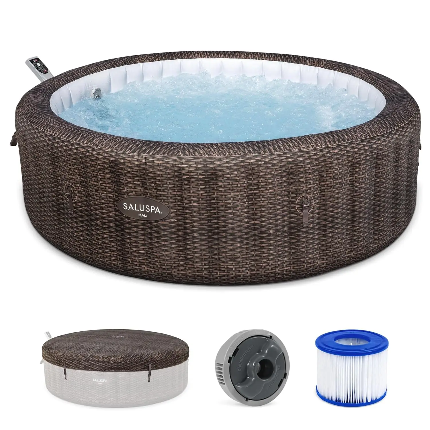 

SaluSpa Bali 5 to 7 Person Inflatable Hot Tub, Round Energy-Efficient Portable Outdoor Spa with 180 AirJets, 85" x, Customized