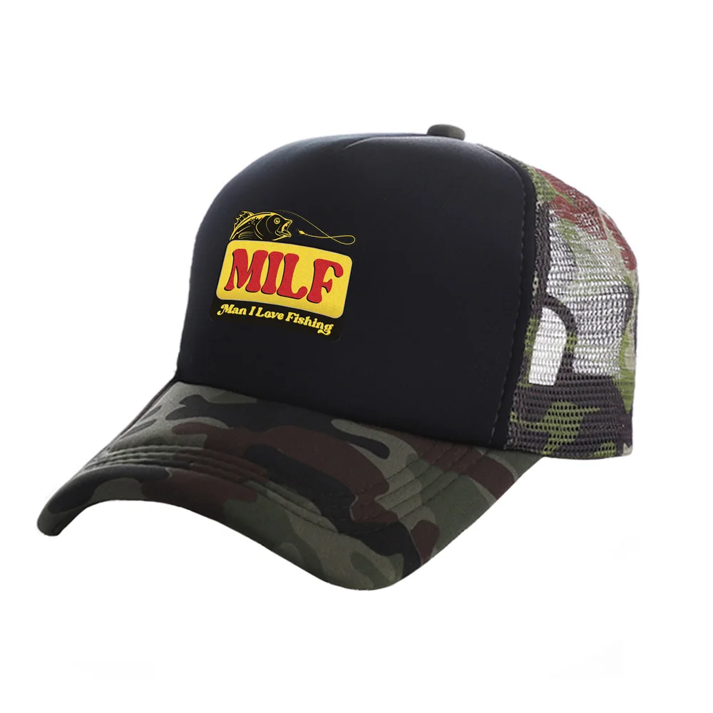 MILF Man I Love Fishing Trucker Cap Men Hat Baseball Cap Cool Summer Unisex Mesh Net Caps