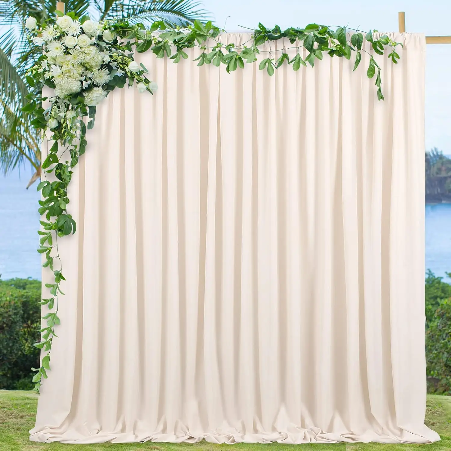 10ft×10ft Thick Ivory Backdrop Curtains for Parties, 2 Panels 5×10ft Ivory Backdrop Drapes for Wedding Birthday Baby Shower Home