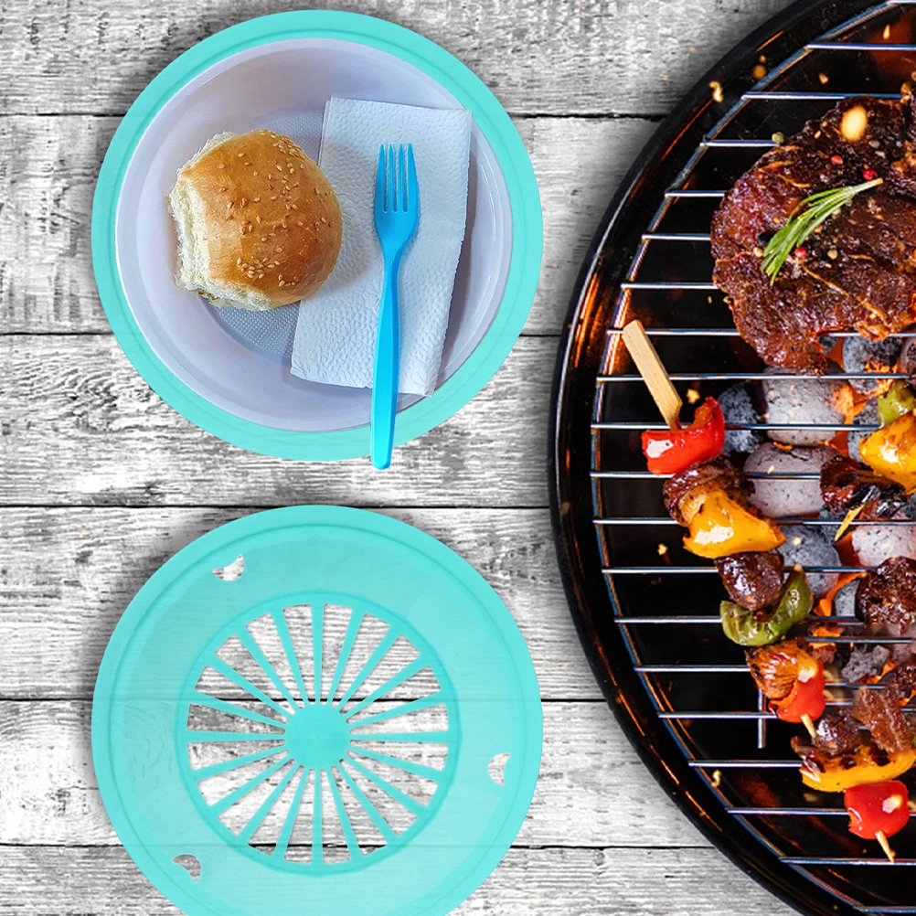 

12Pcs Reusable Paper Plate Holder Sturdy Barbecue Grill Dish Large Capacity Household Picnic Supplies