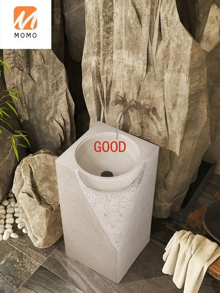 Раковина на пьедестале, напольная интегрированная художественная раковина, каменная креативная раковина для мытья