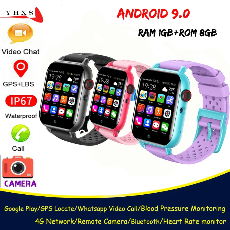 

Android 9 Smart 4G Elderly Men Kid Student Heart Rate Blood Pressure Monitor GPS Trace Locate Camera SOS Phone Smartwatch Watch