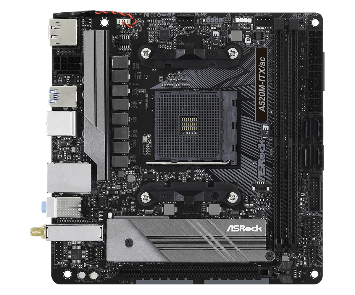 ASRock A520 Mini-ITX Motherboard A520M-ITX/AC Socket AM4 64GB DDR4 NVMe SSD M.2 support 5800 3400G 3200 3600 5600 3900 cpu
