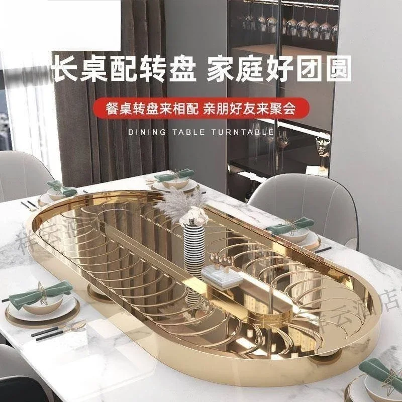 Turntable Electric Oval Rotary Vegetable Delivery Long Table Steel Tray Swing Conveyor Belt Rectangle Dining Table