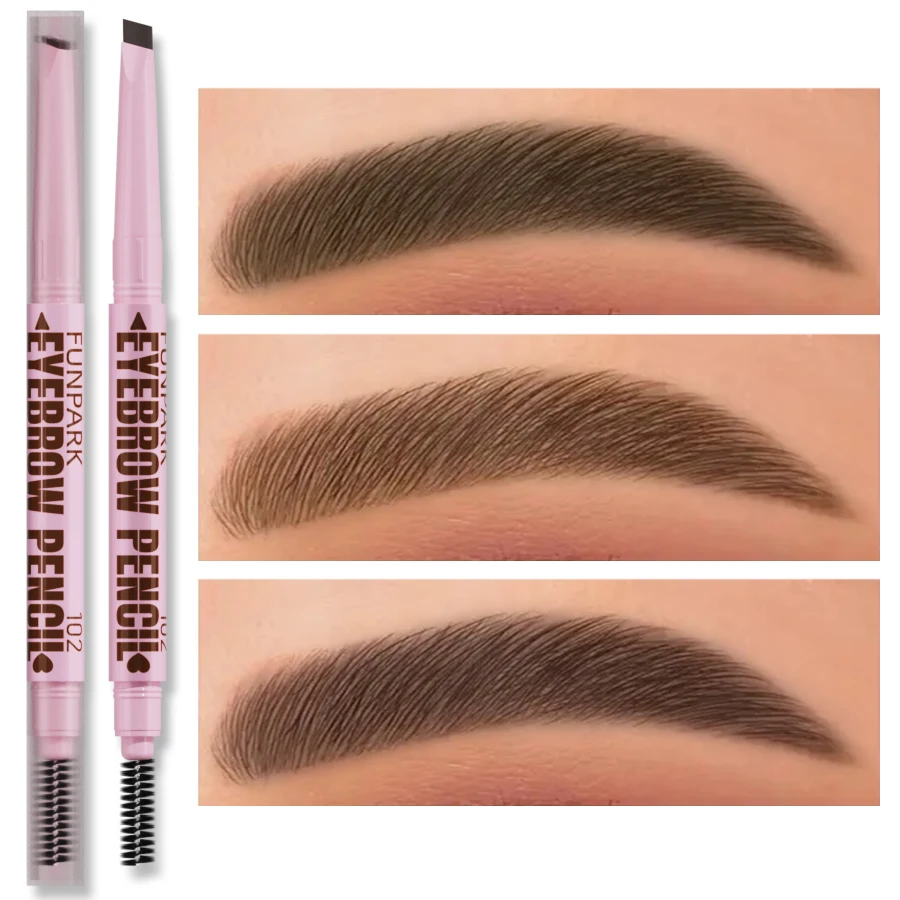 Waterproof Dual-Ended Eyebrow Pencil - Long-Lasting, Easy Glide With Built-In Powder & Dye In Dark Brown, Light Brown, Taupe, Bl