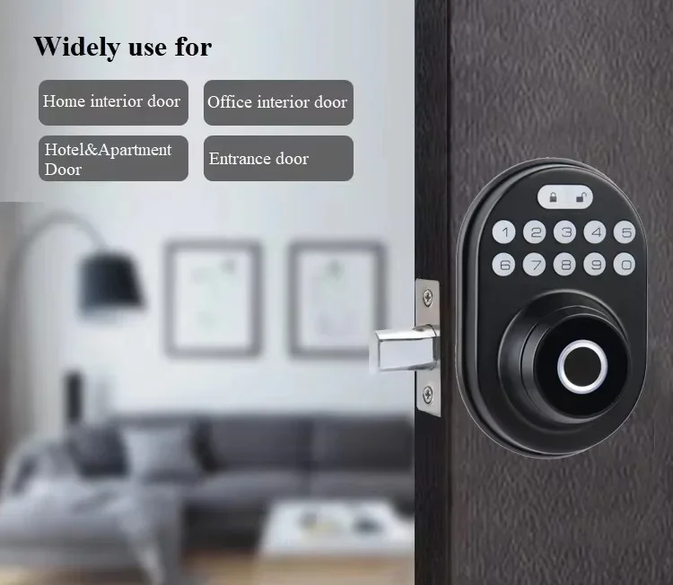 Smartier Electronic Keypad Entry Front Door Anti Peeking Auto Lock Passcode Smart Fingerprint Deadbolt Tuya Door Lock