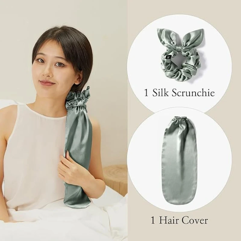 Long Tail Satin Sleep Cap for Women 2PCS Double Layer Night Hair Bonnet Soft Curly Hair Care Hat Household Styling Accessories