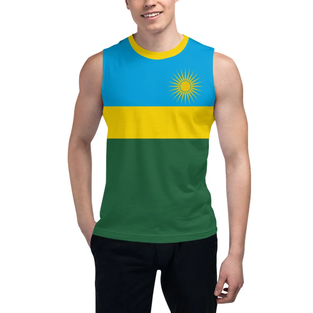 Sleeveless T-shirt Rwanda Flag 3D Men's Boys Tshirt Gyms Tank Tops Fitness Joggers Basketball Training Vest