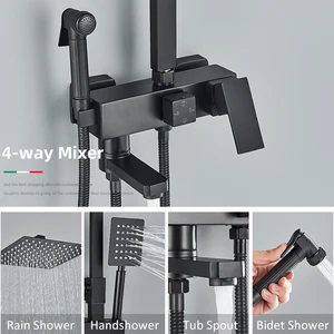 Black chrome 3/4 roads shower taps rainfall hot and cold water bidé tap taps for bathroom shower mixer 6 Main Sales Taps Bathroom Monocomando - №6