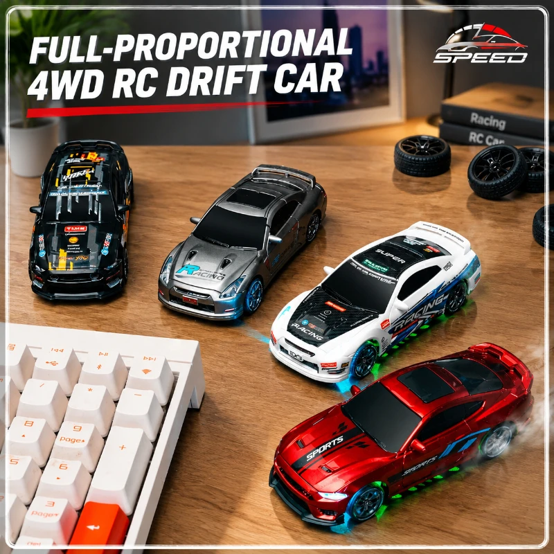 New Product 1:43 Full Proportional 4WD RC Drift Car With Gyroscope, Mini Desktop Remote Control Racing Car Hobby Model Toy