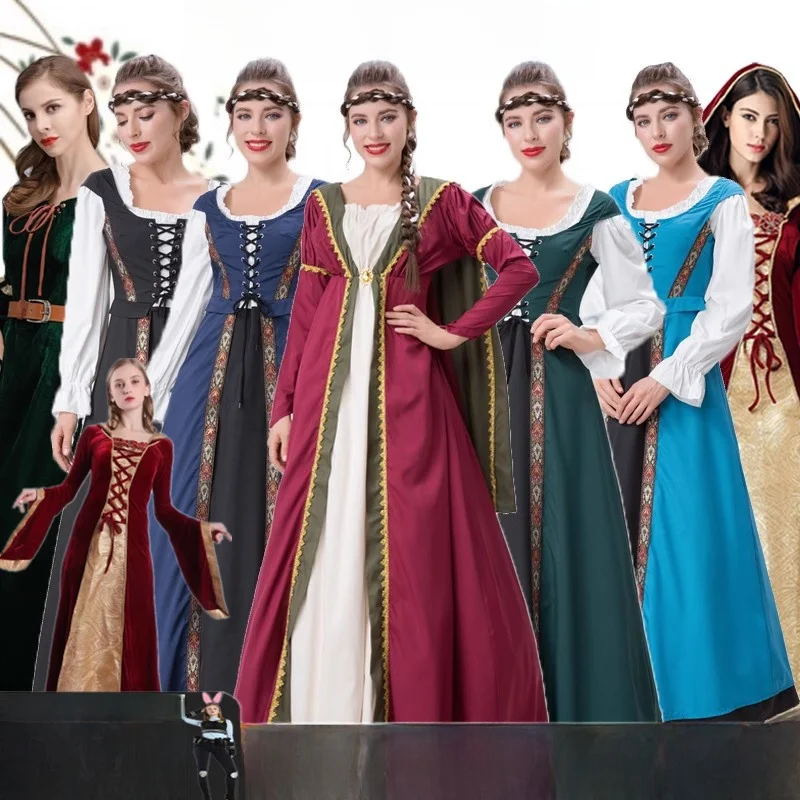 

loween European Sle Women's Court Costume Stage Drama Retro Chorus Birthday Par Performance Gown Polyester Fiber