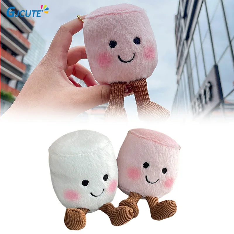 Lindo malvavisco llavero de juguete de peluche de dibujos animados muñeco de peluche suave colgante llavero de coche mochila bolso colgante decoración chico niñas regalo