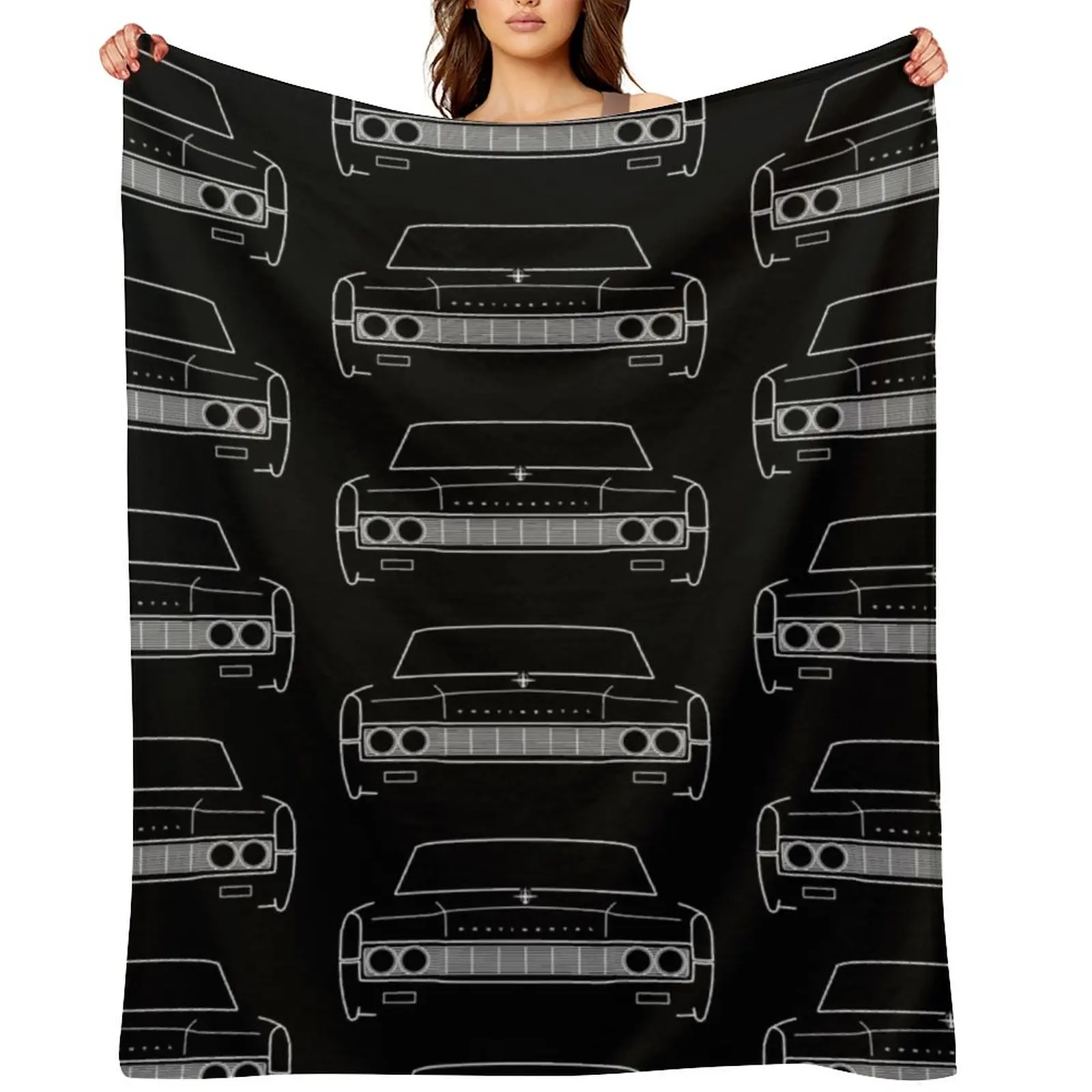

1967 vintage Lincoln Continental outline graphic (white) Throw Blanket cosplay anime Furry Hair Bed Fashionable Blankets
